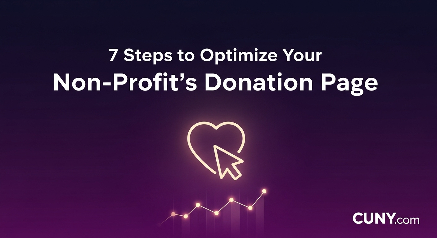 A guide to optimizing a non-profit donation page, showing a simple, clean form with a prominent "Donate Now" button.
