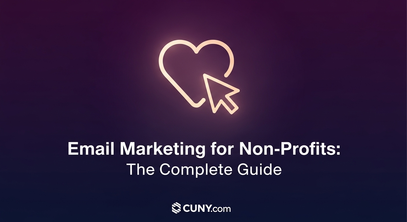A guide to email marketing for non-profits, showing an envelope icon transforming into a heart icon.