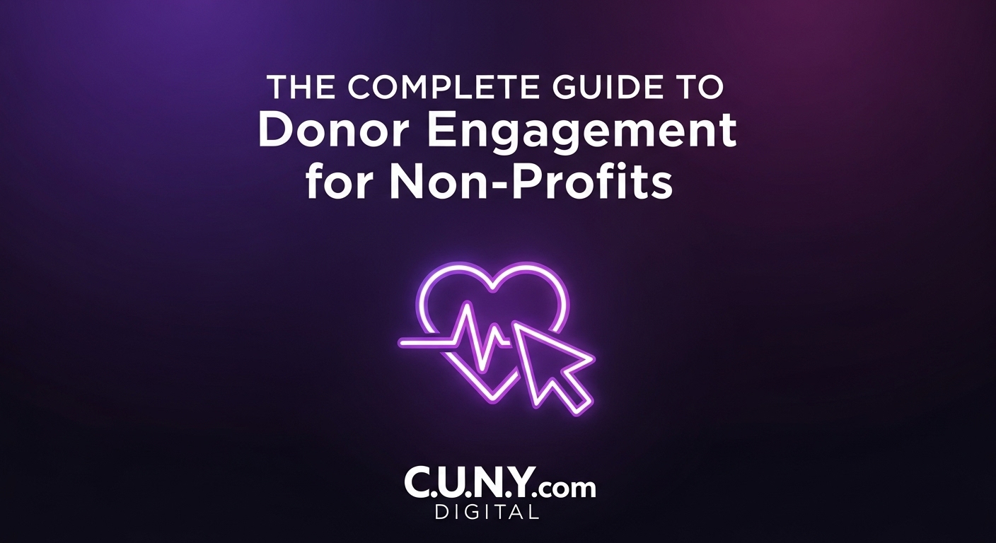 A guide to donor engagement for non-profits, showing a journey from a single heart to a community, representing the growth of support.