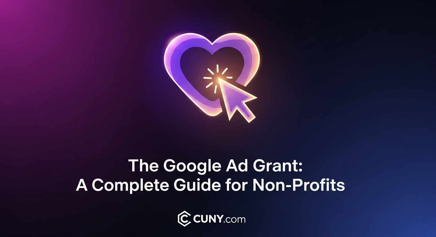 A guide to the Google Ad Grant for non-profits, showing a search bar with the text "How can I help?"