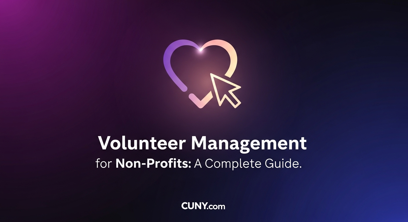 A guide to volunteer management for non-profits, showing diverse hands coming together to represent community and teamwork.